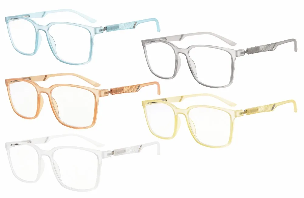 R151-Mix-5pcs Eyekepper 5-Pack большая оправа мужские женские очки для чтения со специальным пружинным шарниром(по одному для каждого цвета