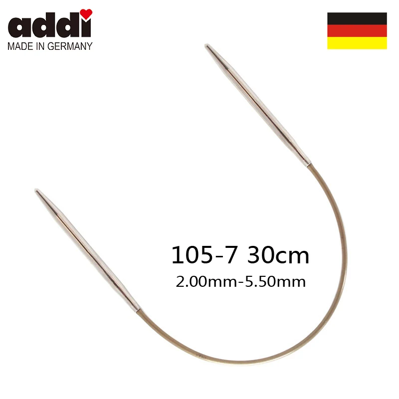 Addi Aguja Tejer Circular Fija 20 30 40 cm de longitud de cable de oro consejos de latón 