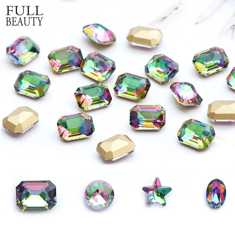 

10pcs/lot Flame Crystal Rhinestone for Nail Stone Flower Rectangle Holo Shiny Flame 3D Charms Gem Nail Art Decor Diamond CH649-1