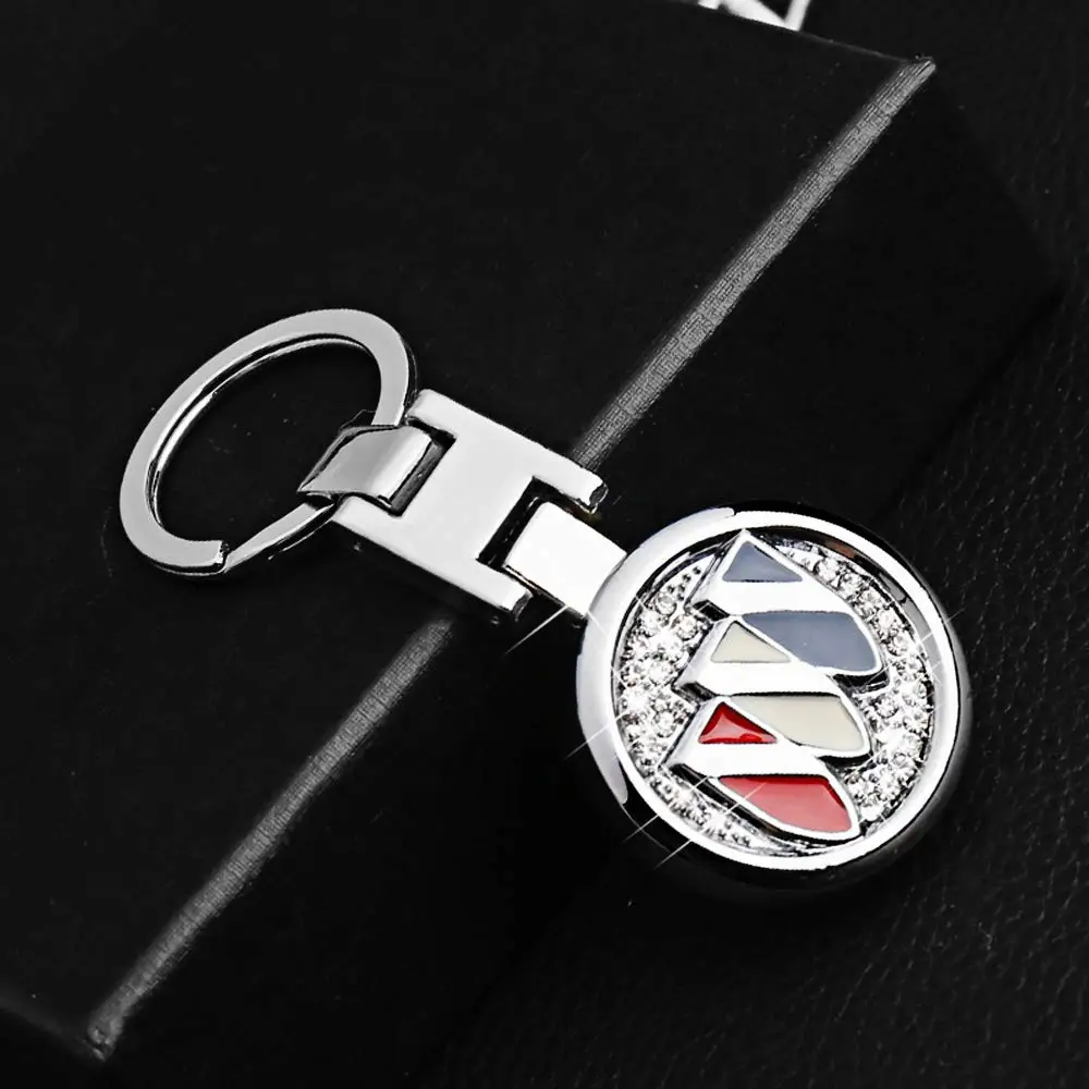 

3D Car Key Chain Accessories with Shining Crystal, Double Sided Zinc Alloy Metal Keyring Logo Car Keychain (Buick)