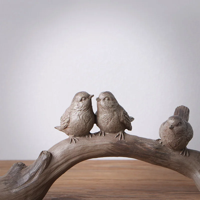 American Pastoral Branches Artificial Birds Decoration Animal Resin