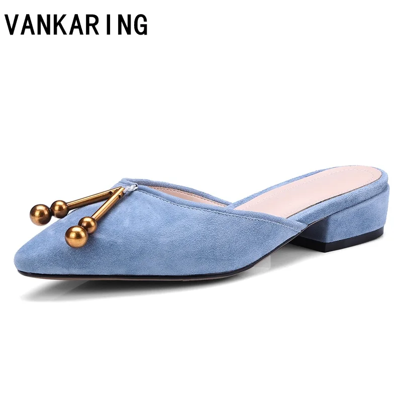 

VANKARING new 2018 summer fashion women shoes square middle heels brand dress party shoes lady office shoes date shoes platform