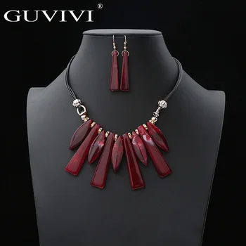 

2019 New Wedding Jewelry Sets for Charming Women Dresses Dating Accessories Geometric Statement Necklace Earrings Sets Gifts