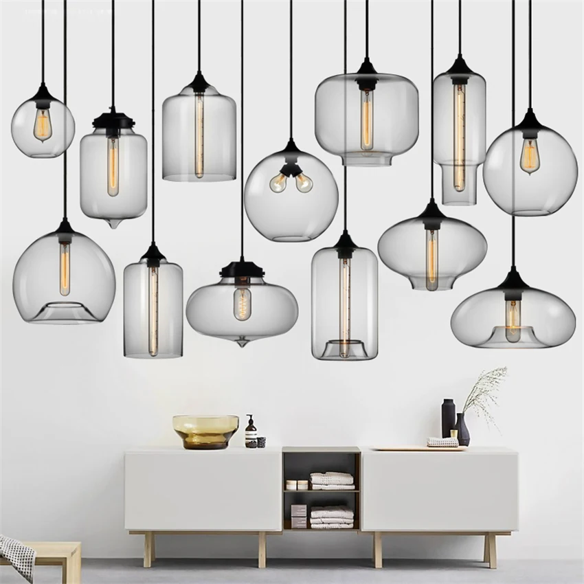 

Modern Lights Chandelier Gray Glass Shade Pendant Lamps Hanging Room Lamp for Dining Room Kitchen Restaurant Renovation Avize