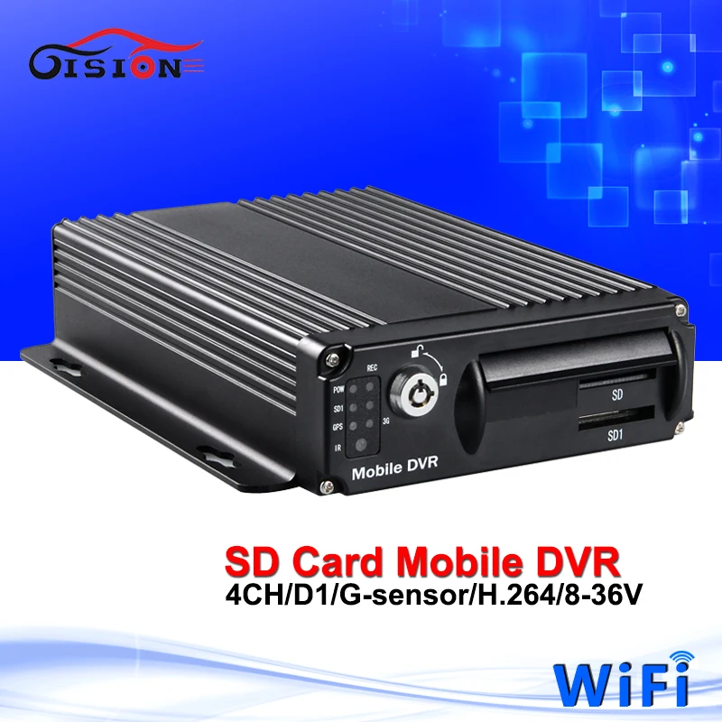GS-8303W dual-sd card vehicle mobile dvr, 4ch wifi mdvr with cheap price , Support PC/ Phone Monitor security system car dvr