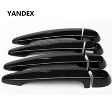YANDEX Real carbon fiber font b exterior b font decorative car door handle cover With LED