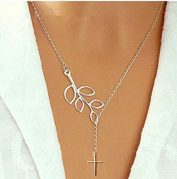 

Infinity necklace the leaves and cross chain necklace clavicle Style Retro bronze necklace Necklaces Wholesale 24pcs