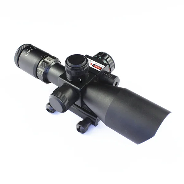 2.5-10x40 red laser sight with 20mm rail mount, red&green mil-dot illuminated rifle scope for hunting