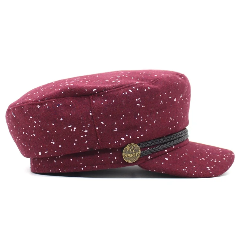 Lanxxy новые шерстяные военная шляпа Для женщин Мода Веревку Кепки s Casquette Gorras плоским военная Кепки