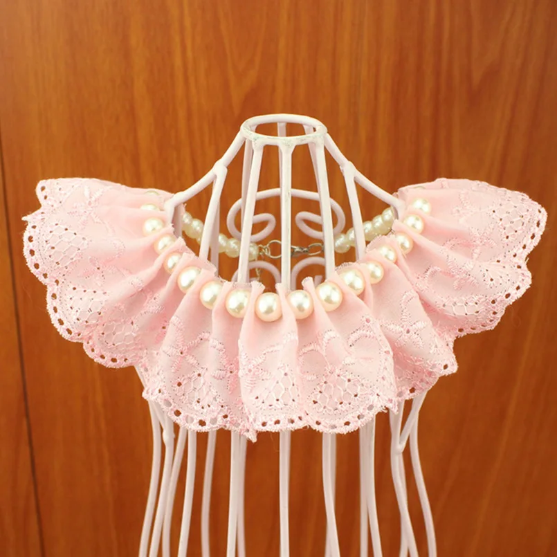 

Lace Pearl Dog Necklace Collar Pet Accessories Sweety Pink Lace Collar For Small Dogs Chihuahua Necklace For Cats Pet Products