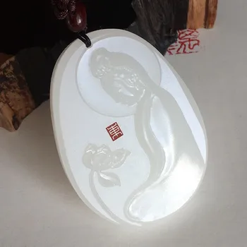 

Koraba Fine Jewelry Hand Carved Natural White Jade Flight Eagle Amulet Pendant Necklace Free Shipping