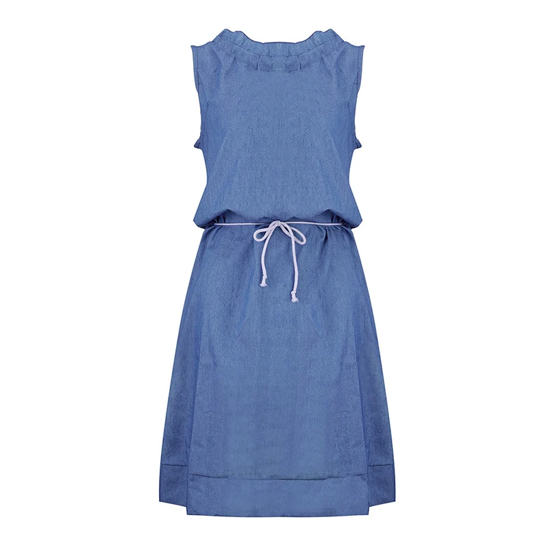 Moda Mujer sin mangas DE mezclilla Jean vestidos Casual más tamaño batas con cinturón azul Jeans vestidos Ropa DE Mujer WS8892U Moda Mujer sin mangas DE mezclilla Jean vestidos Casual más tamaño batas con cinturón azul Jeans vestidos Ropa DE Mujer WS8892U
