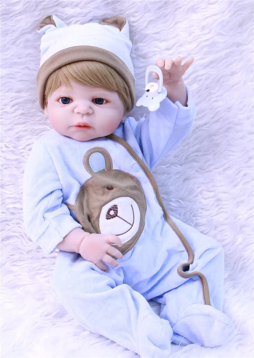 NPK reborn кукла 23 "полный Силиконовый reborn baby boy куклы Детский подарок купать игрушки куклы bebes reborn com corpo de silicone menino