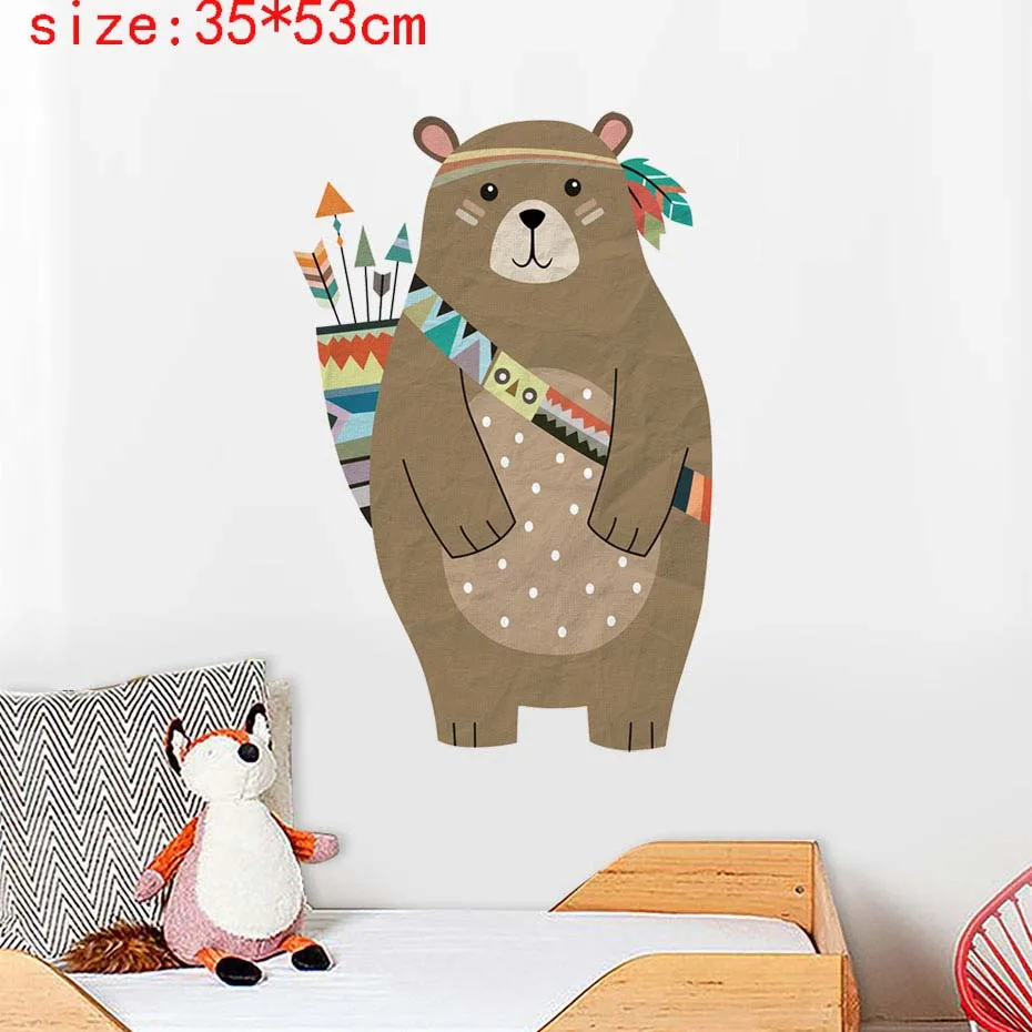 Милая лиса Медведь Наклейка на стену сова набор Лесной животных сосны стены стикеры для детской комнаты детская комната обои Декор