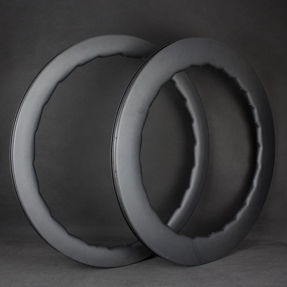 Clearance Free Shipping 24/24 3K 700c Aerodynamic Sawtooth Carbon Road Disc Brake Rims Clincher/Tubeless Tubular Without Brake Track 5