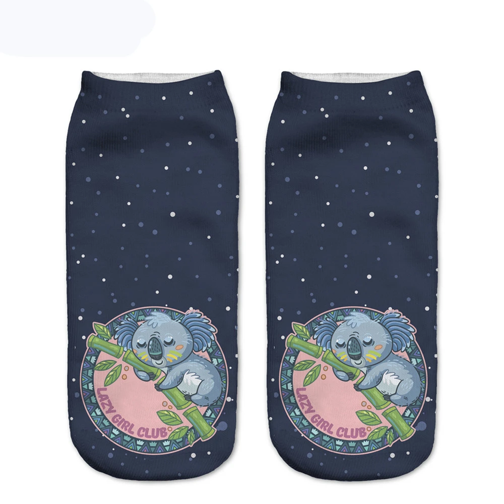 

New Design Women Socks Meditate Monkeys 3D Printing Socks Low Cut Ankle Sock Cartoon Cotton Socks