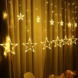 2,5 м 138 занавеска со светодиодами 12 звезд светодиодные гирлянды ac220в 110 в рождественское романтическое освещение для праздника свадебные
