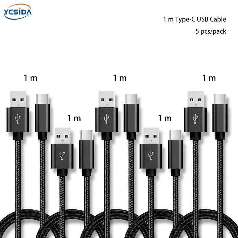 

5V 2.4A USB C nylon data Charger cable For Samsung S10/LG G6/Huawei mate 20/Xiaomi 8/OPPO R17/vivo NEX cable（1m 5pcs/pack)