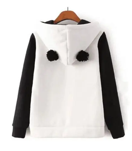  Hoodie Women Panda Sweatshirt Jumper Sweatshirt Long Sleeve Hooded Pullover Coat Tops Round Ear Hoo