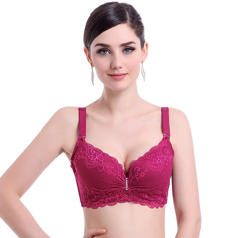 

SVOKOR Thin Plus Size Bra Cup Adjustable Push Up Side Gathering Furu Mm Large C Cup E Cup Women's Underwear