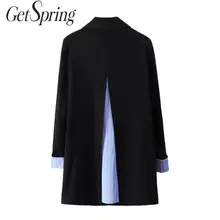 Getвесеннее Женское пальто женский костюм пальто в полоску Цвет Соответствующие нерегулярные женские блейзеры куртки черный плюс размер длинные блейзеры