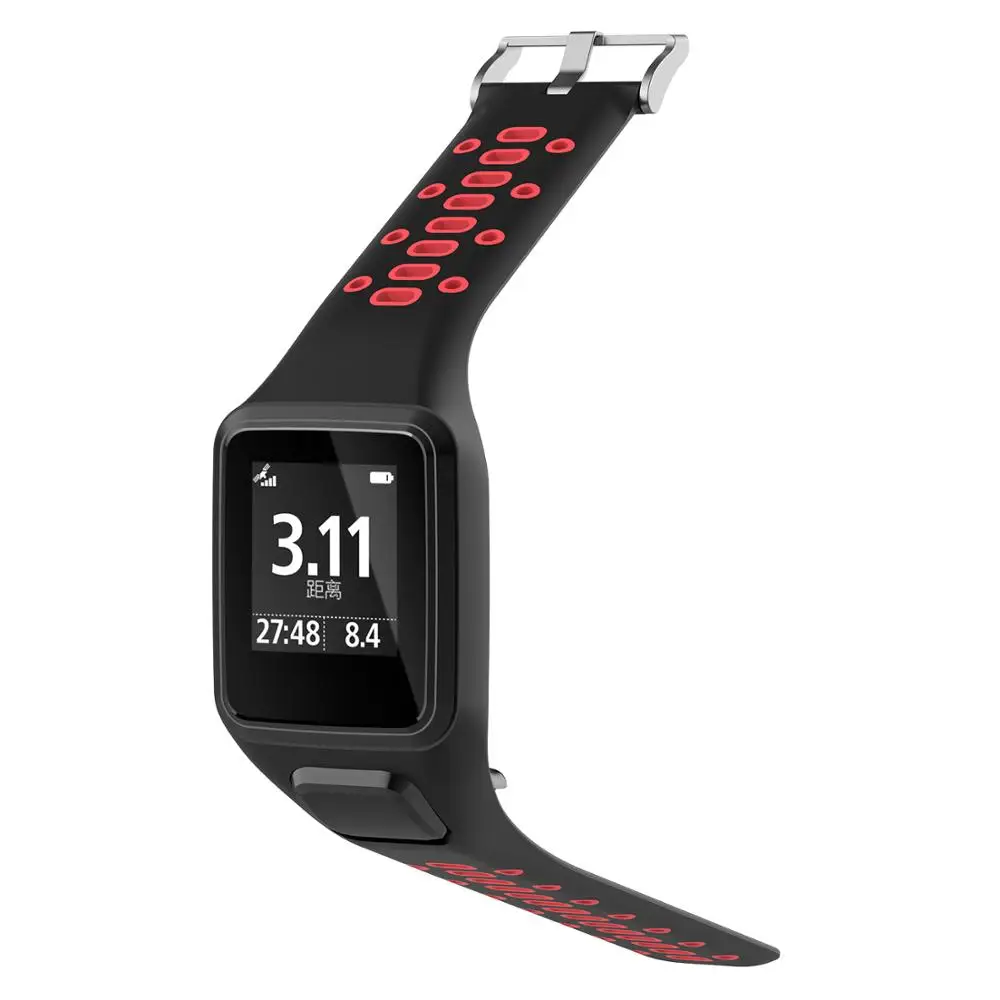 Сменный силиконовый ремешок для TomTom 2 3 Series Runner 2 3 Spark 3 Series Golfer 2 Adventurer gps Watch - Цвет: Black-Red