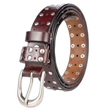

JXQBSYDK Luxury Brand Women Belts Fashion Rivet Belts High Quality Leather Belts Pin Buckle Waist Belts for Women 2019