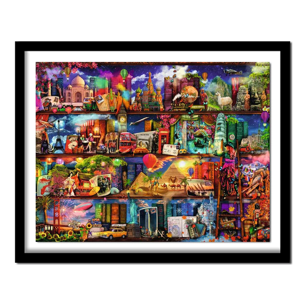 

5d diy Diamond Painting Cross Stitch World travel book,Square full Diamond Embroidery 3d Diamond Patterns home decoration