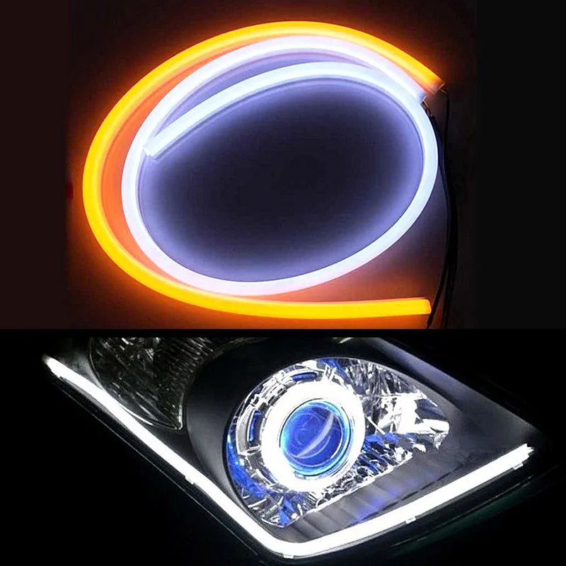 

2x 33inch Dual Color White-Amber LED Tube Strip Light DRL Daytime Running Light & Turn Signal Lamp For Audi-Style Headlight 85CM