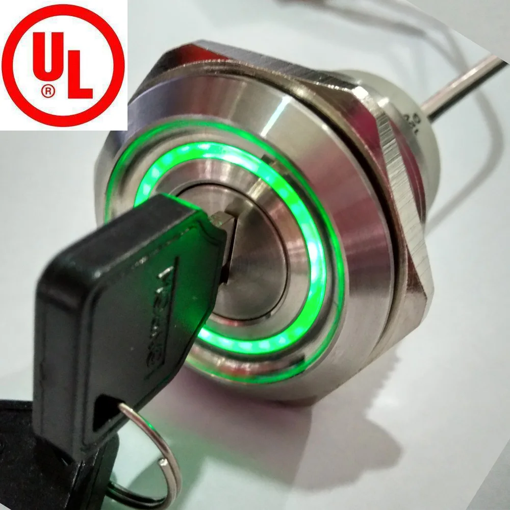 Posição da Chave de Bloqueio de Metal v Iluminação Interruptor Las1-agq30-11y – 21 Aço Inoxidável 30mm 2 ou 3 12