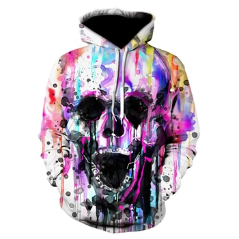 

Skull-headed hoodies for men and women 3d-printed fun hip-hop spray-paint painted hoodies novel street-level thins for spring an