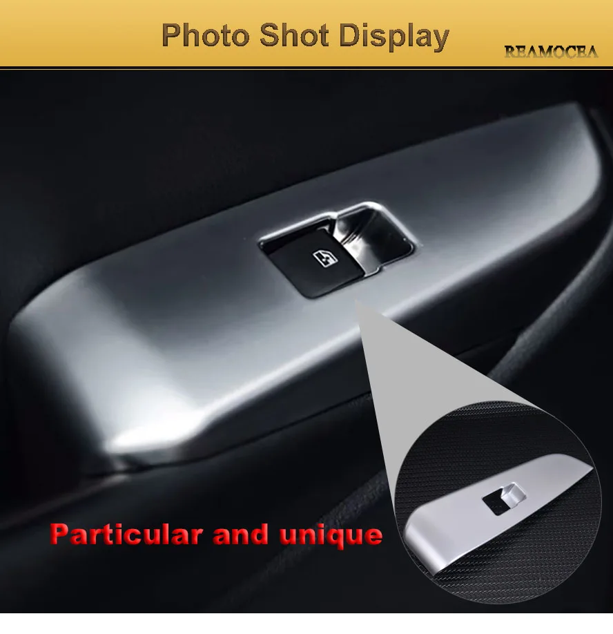 Reamocea 4Pcs ABS Chrome Silver Door Window Panel Switch Cover Trim Decals For Toyota Highlander 2014 2015 2016 2017 (12)