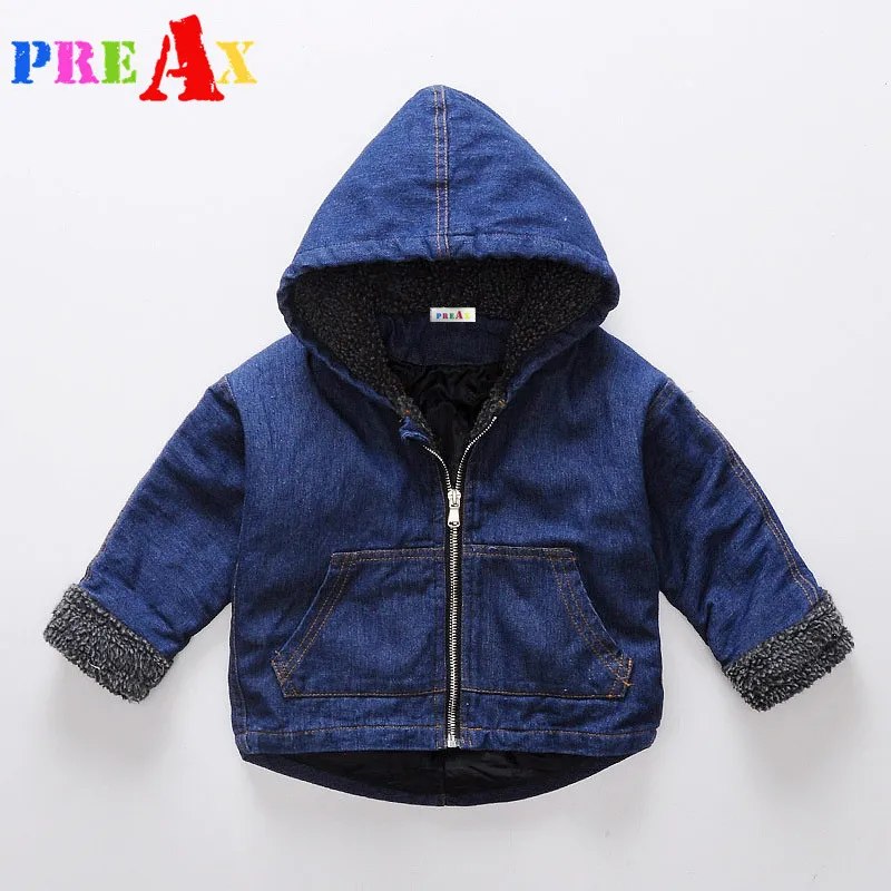Baby Girls Denim Coats Vintage Hooded Jeans Jackets for Boys Toddler Denim Jackets Infant Lamb Velvet Patchwork Girl Outwears