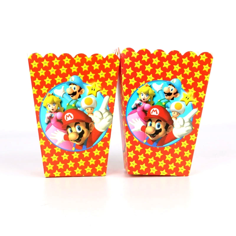 

6pcs Super Mario Popcorn Box Supplies Child's Birthday Holiday Graduation Theme Wedding Universal Party Decoration