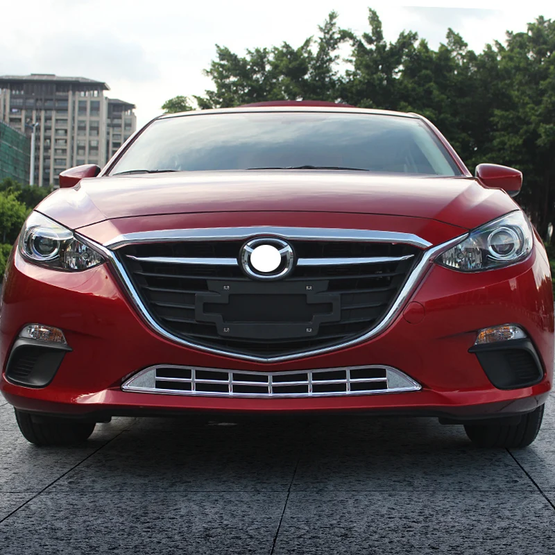 Авто аксессуары для Mazda 3 Axela- ABS хромированный передняя решетка головы двигателя автомобиля крышка капота рельефная Накладка для отделки 1 шт
