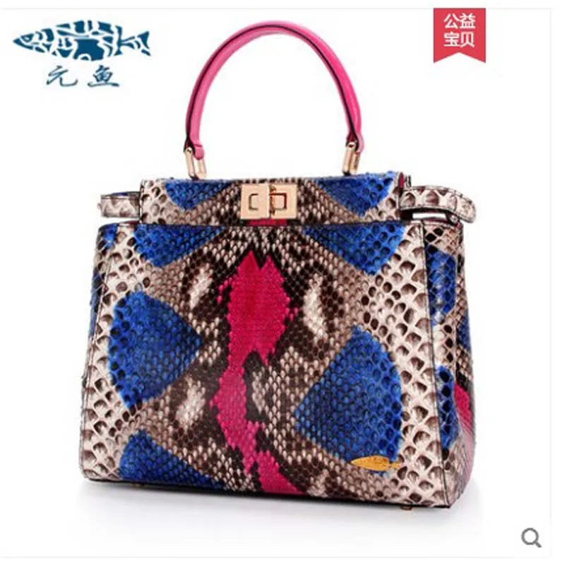 

yuanyu New type boa skin leather bag for ladies handbag snake pattern single shoulder bag large capacity simple women handbag