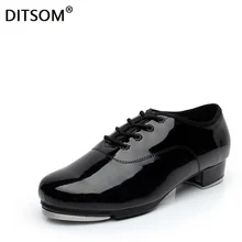 Классические туфли из блестящей лакированной кожи на шнуровке для мужчин и женщин, на среднем каблуке 3,5 см, джазовые туфли Размеры EU34-EU45