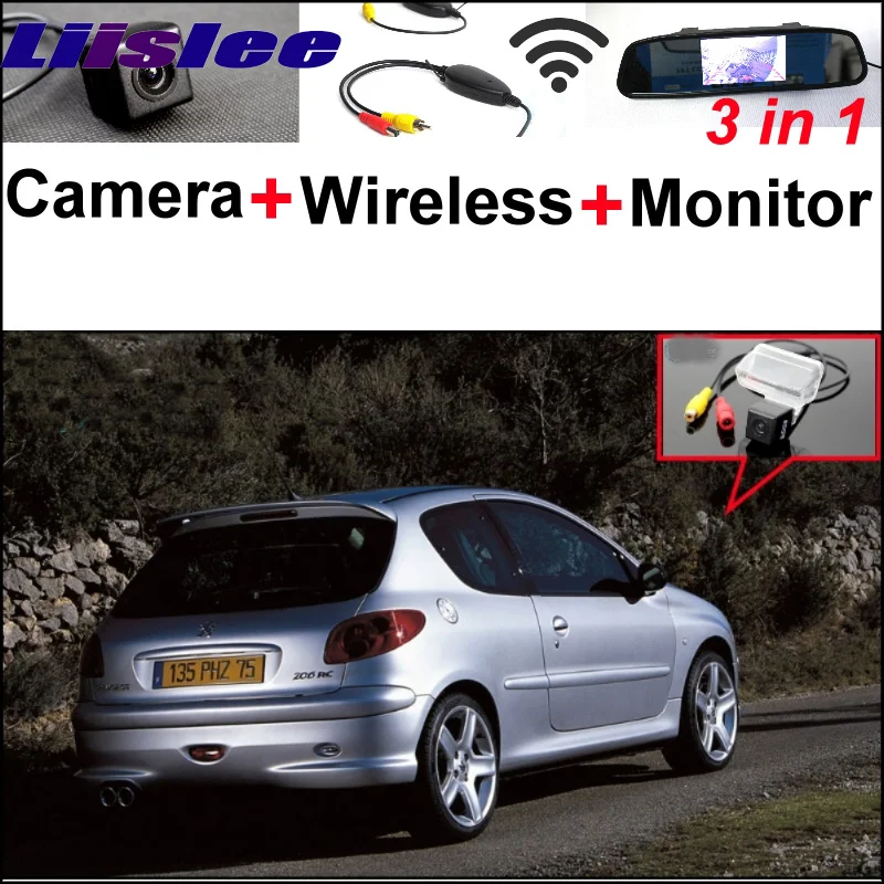 3 in1 Special Rear View Camera + Wireless Receiver + Mirror Monitor Easy Backup Parking System For Peugeot 206 207 306 307 308 1