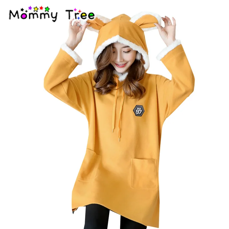 Cute Rabbit Ears Hat Maternity Hoodies Hoodie 2018 Winter Warm Clothes