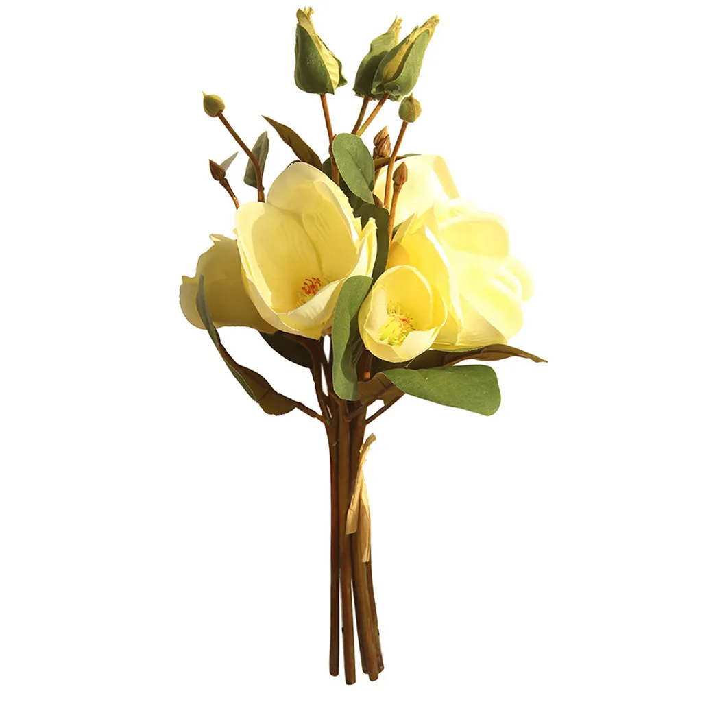 1 шт. искусственные Искусственные цветы украшение дома лист Цветочная Магнолия Свадебный букет вечерние ваза для домашнего декора украшение поддельный цветок - Цвет: E