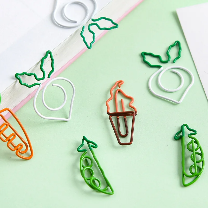 4 шт. кавайные Мультяшные овощные Морковные скрепки для мороженого креативные металлические закладки DIY канцелярские принадлежности для студентов школьные офисные принадлежности