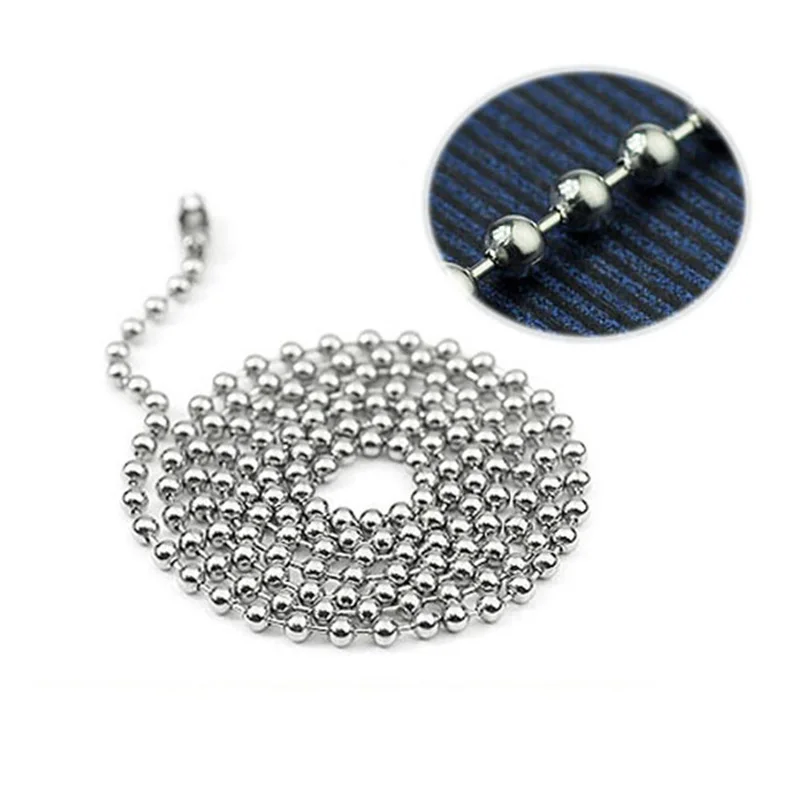 

Stainless Steel Dog Tag Chains 2.4MM 60CM Silver Tone Ball Bead Chain For Necklaces Bracelet Choker Men Women Jewelry Findings