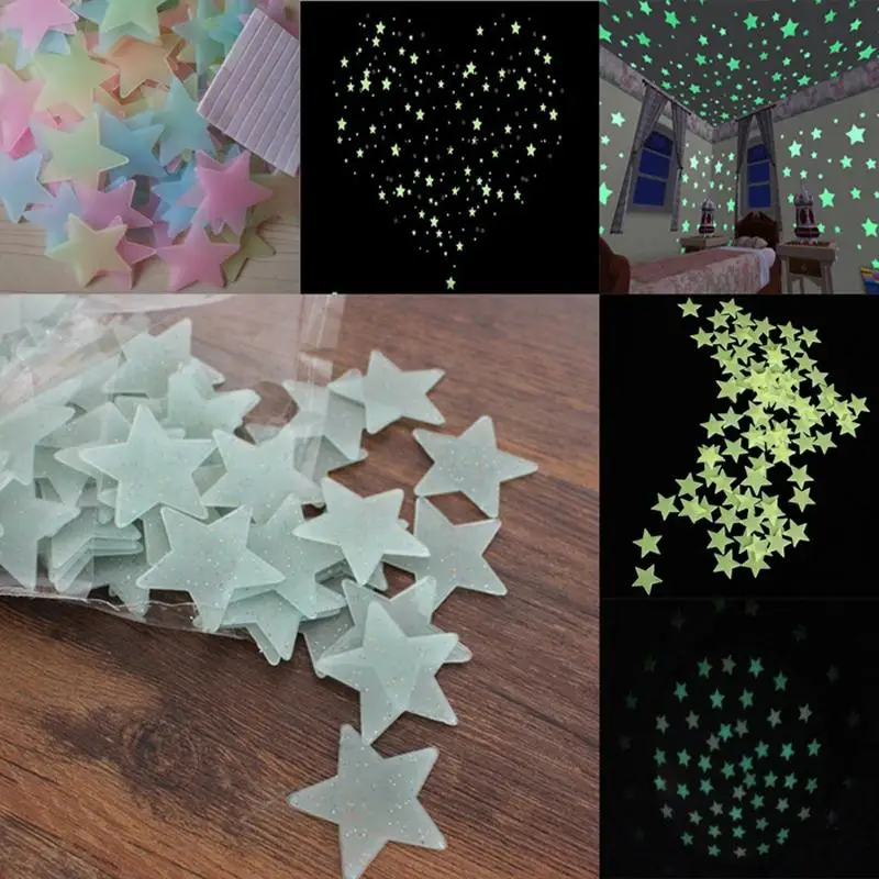 100pcs wall stickers decal glow in the dark baby kids bedroom home