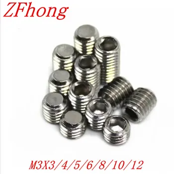 

200PCS DIN913 M3*3/4/5/6/8/10 Stainless steel flat end point hex socket set grub screw