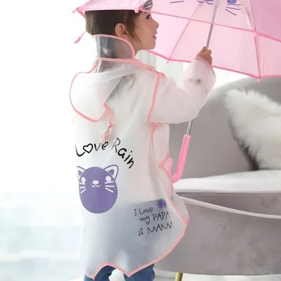 Transparent Waterproof Rain Children Raincoat Poncho Kids Windbreaker Bag for Boys Raincoats Capa De Chuva Rain Gear LZO59-1 - Цвет: Cat