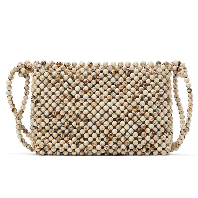 

Women Acrylic Top-Handle Braided Bead Small Hollow Handbags Ladies Party Evening Bags