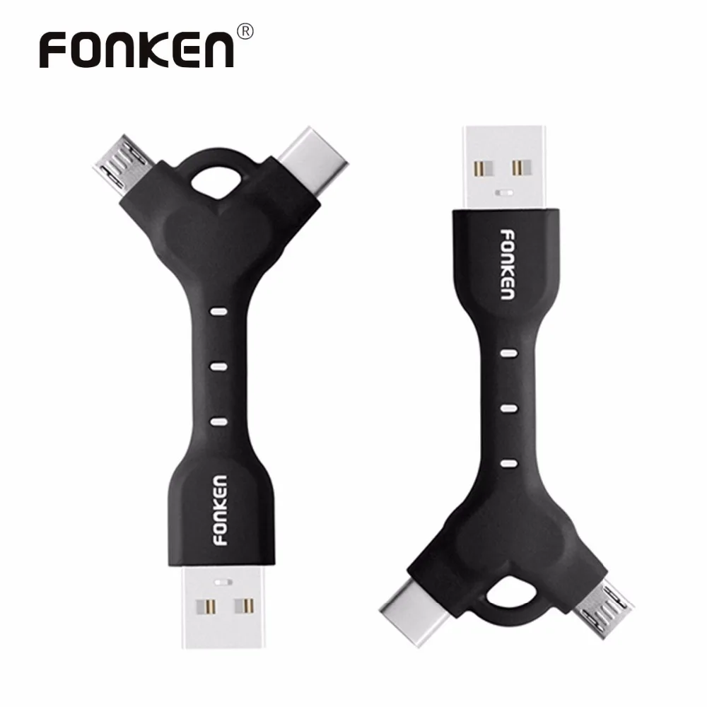 

FONKEN 2 in 1 Micro USB Type C Cable Portable Pocket Charging Cable Travel Spare Cable Max 2.4A Data Cables for Digital Devices