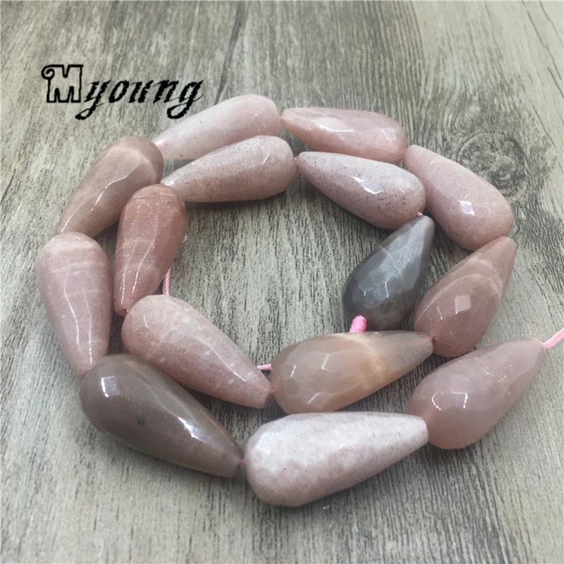 

Faceted Teardrop Genuine Sunstone Beads,Natural Stone Drilled Beads For Jewelry Making Findings,25x12mm 3 Strands/lot MY1892