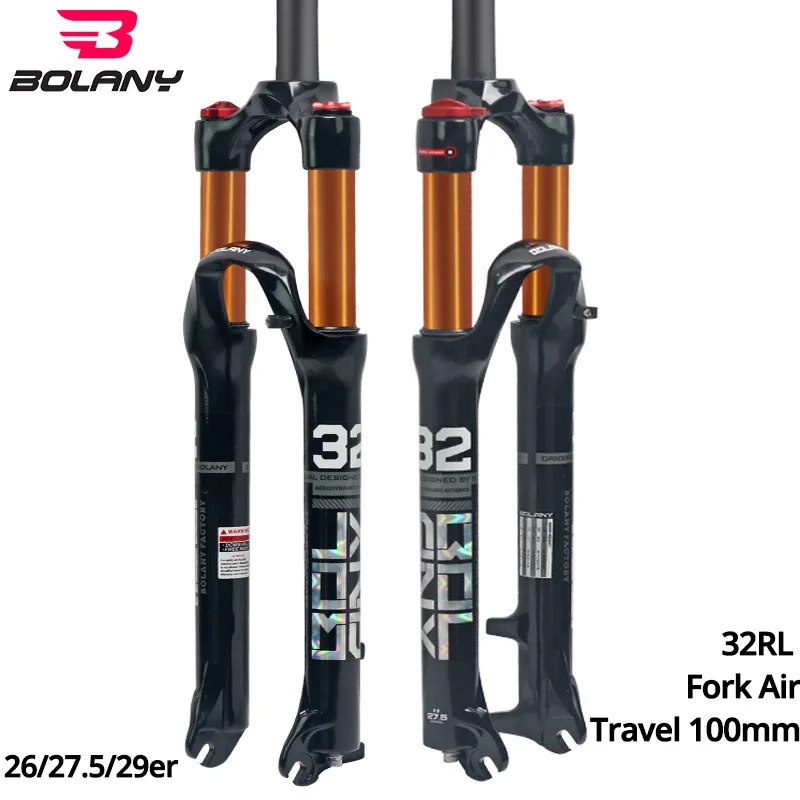

Bolany Magnesium Alloy MTB Bicycle Fork Supension Air 26/27.5/ 29er Inch Mountain Bike 32 RL100mm Fork For A Bicycle Accessories