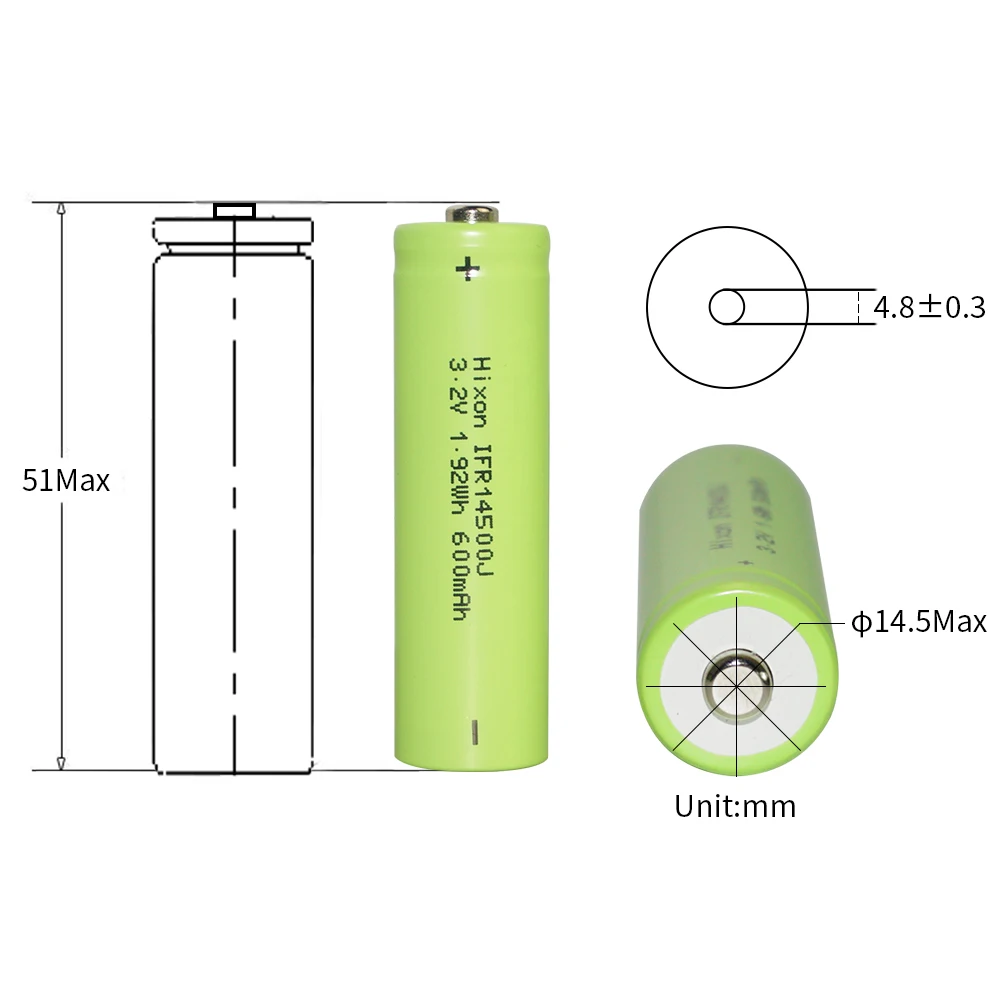 Аккумуляторная батарея Hixon LiFePo4 4 шт. 3 2 в 600 мАч IFR14500 с сертификатом UN und UL|rechargeable